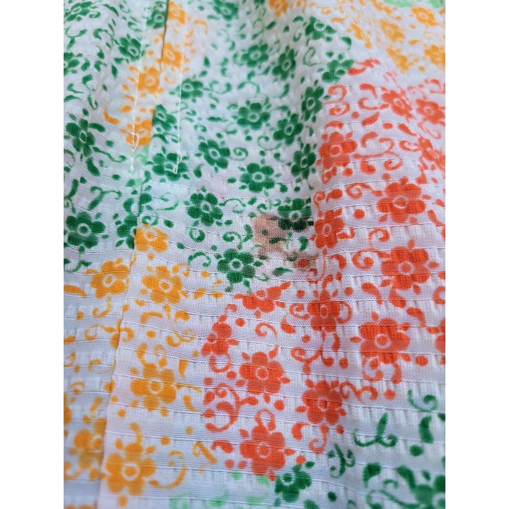 Vintage 60s 70s Mod Multicolor Maxi Dress Floral Lace Tie Waist Zip House M - Picture 5 of 15